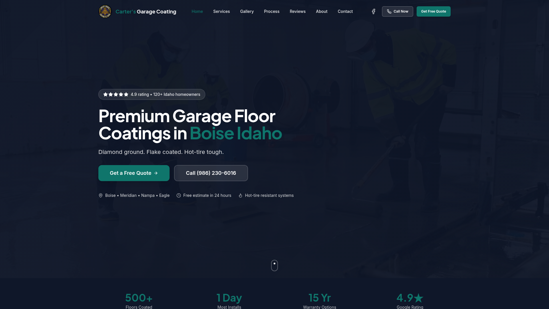 Carter's Garage Coating website preview