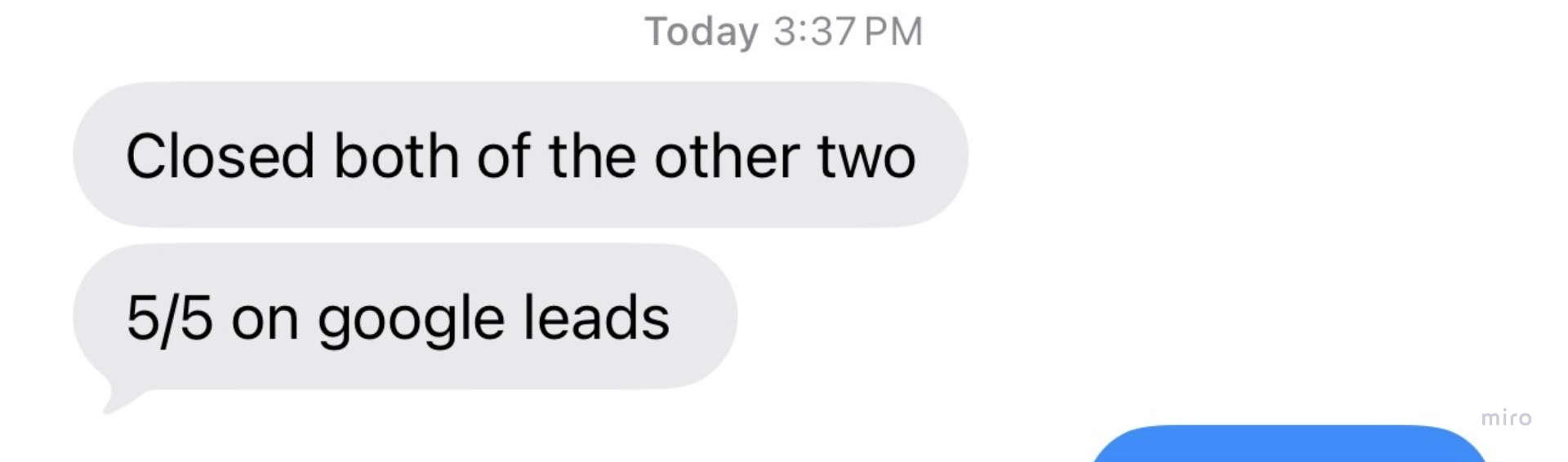Text message from Frank thanking Automaus